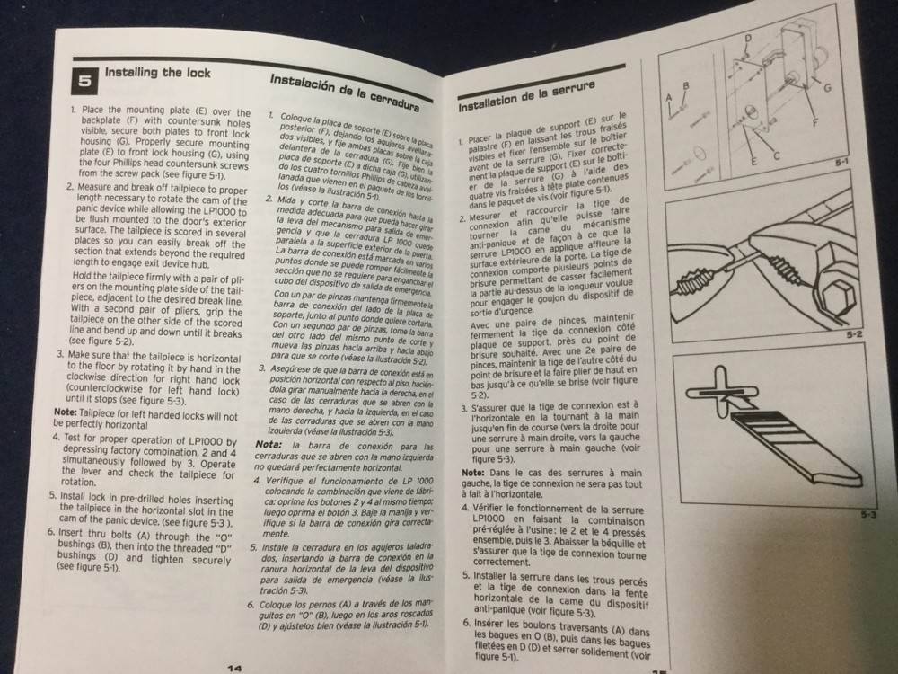 Kaba Simplex LP1000 Series Pushbutton Lock Instruction Book