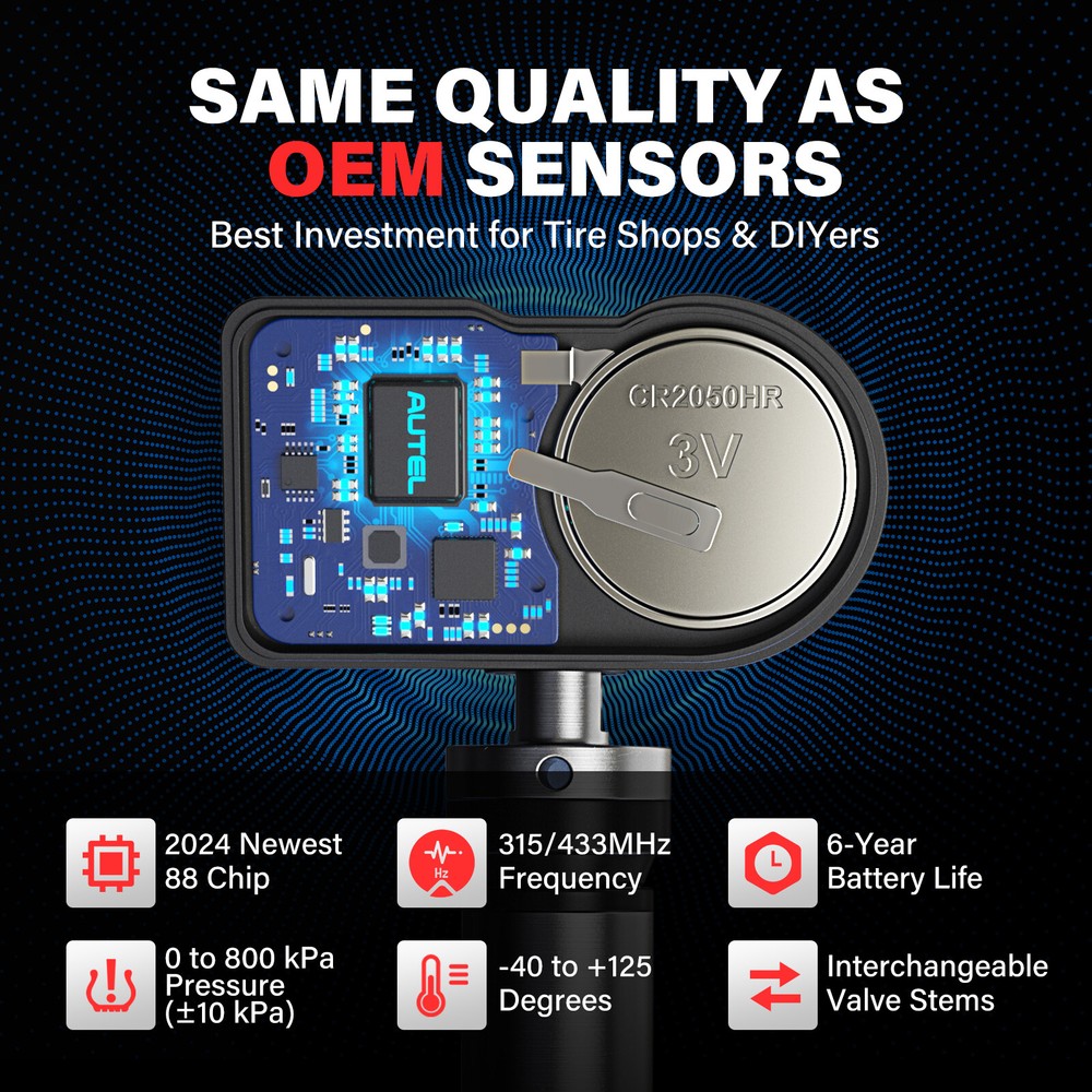 Autel TPMS Sensor MX-Sensor 315MHz & 433MHz Programmable Universal Metal Valve