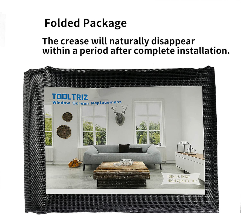 Pet Proof Window Screen Replacement - 60" x 100" Charcoal Mesh, Tooltriz