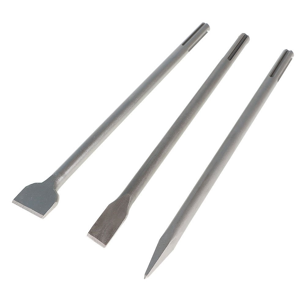 3 Pack Durable 16" SDS Max Bits Set Long-Point Chisel Scaling Chisel Flat Chisel