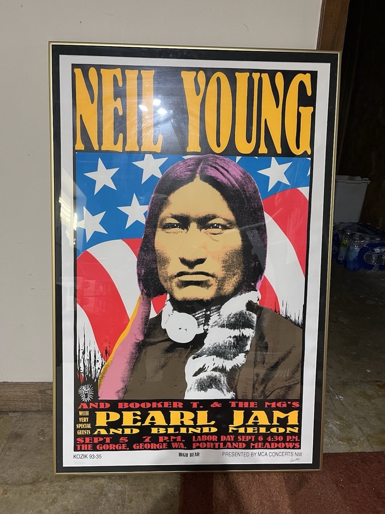 RARE POSTER Neil Young Pearl Jam  1994 Concert SINGED BY Frank Kozik