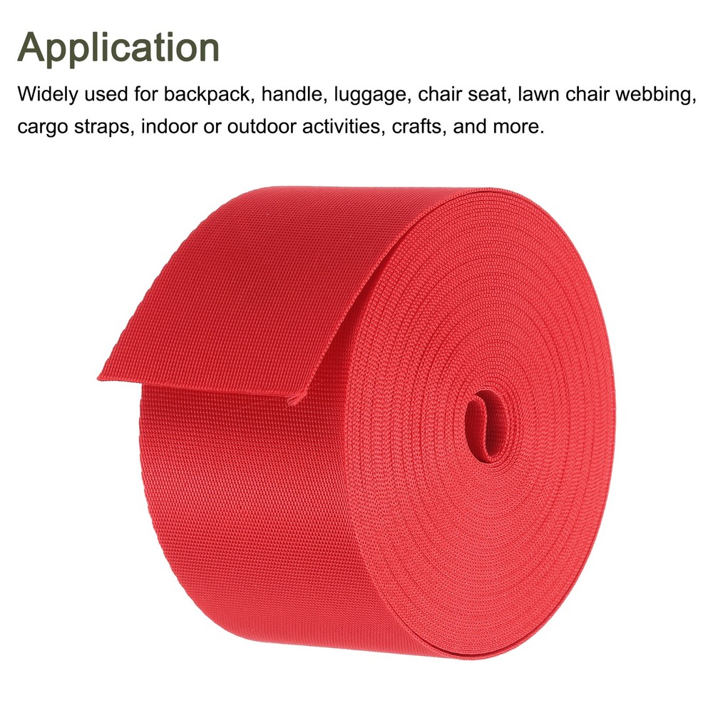 Flat Nylon Webbing Strap 2 Inch 10 Yards Bright Red for Backpack