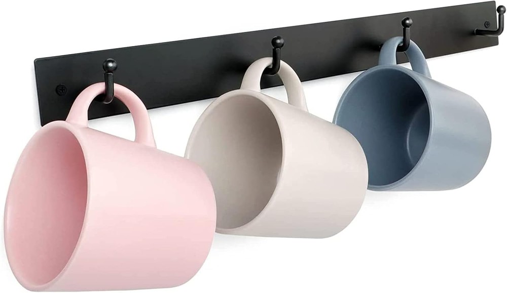 Coffee Mug Holder Wall Mounted W/ 12 Hooks Regular Additional Mug Rack)