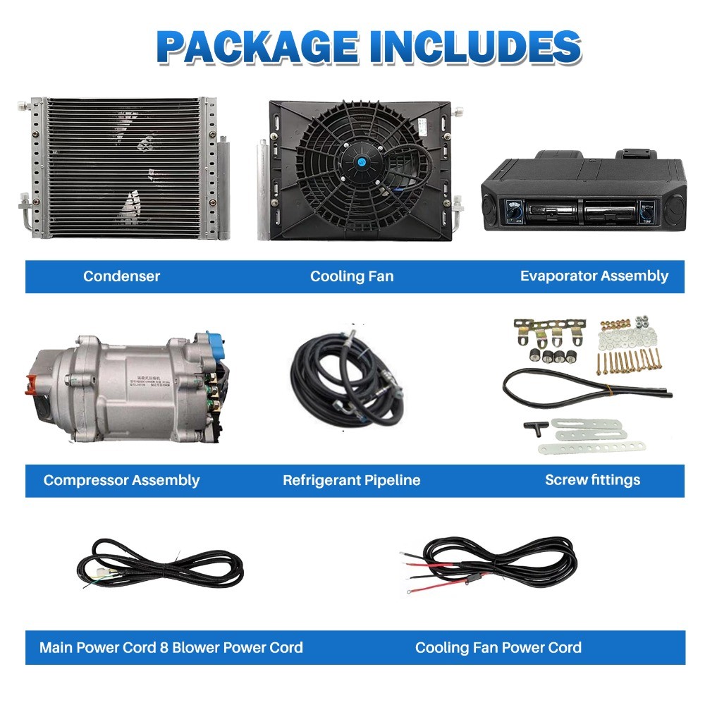 12V Electric Car AC Kit Cool & Water Heat Function Underdash Installation DIY