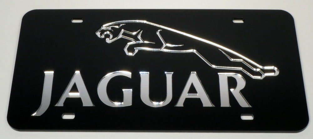 Jaguar Chrome Mirror License Plate Auto Tag
