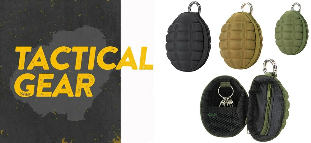 Tactical Grenade Multi Purpose Zipper Keychain Tool Pocket Pouch