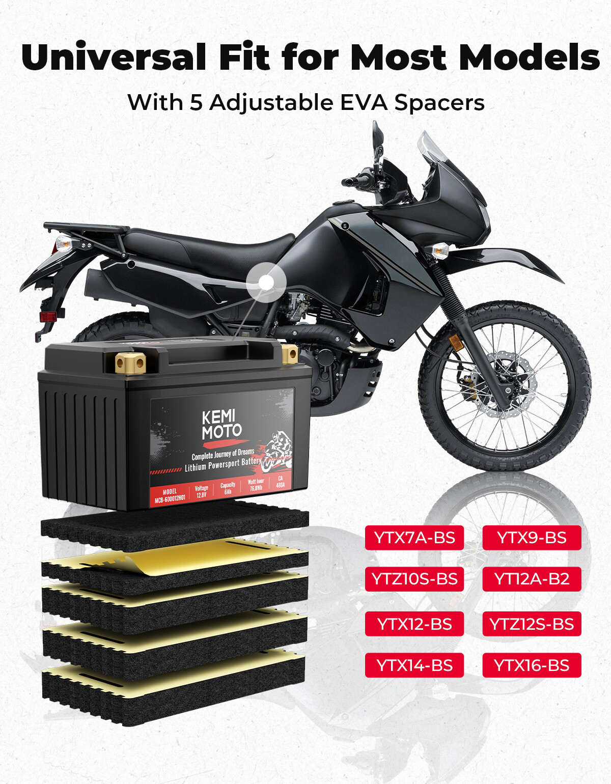 12v 6Ah 480A Lithium Motorcycle Battery YTX14-BS YTX9-BS for ATV UTV Dirt Bike