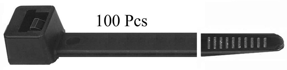 100 Pcs Cable Ties Nylon Black 7 Length Width 3/16