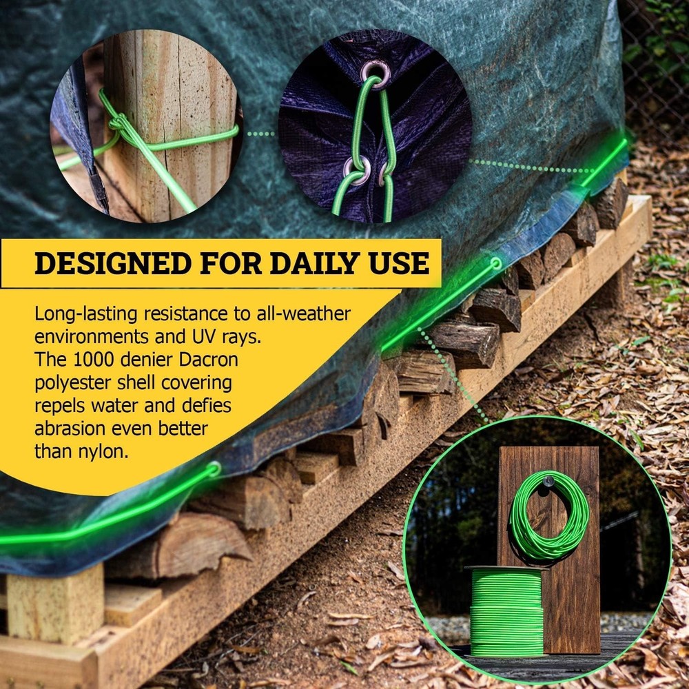 Durable Polyester Bungee Cord - DIY, Tie Downs