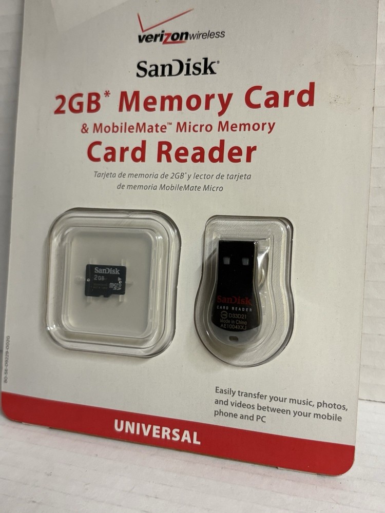 Verizon SanDisk 2GB Memory Card & MobileMate Micro Memory Card Reader