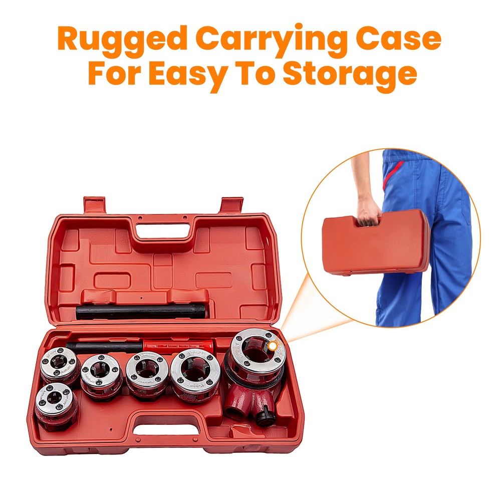 Ratcheting Pipe Thread Threader Die Hinge Plate Head Handle Tool Set 1/2'' new