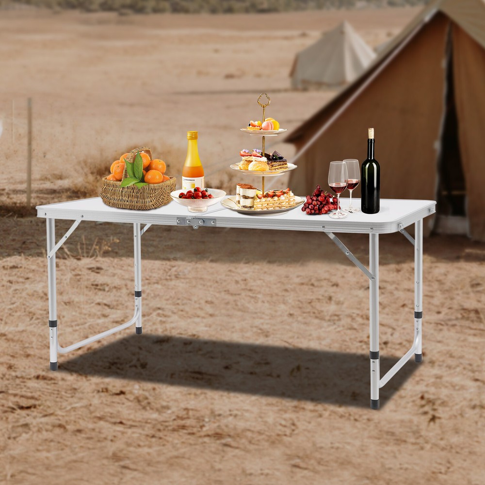 Portable Folding Table Indoor & Outdoor Adjustable Height Table for Picnic, BBQ