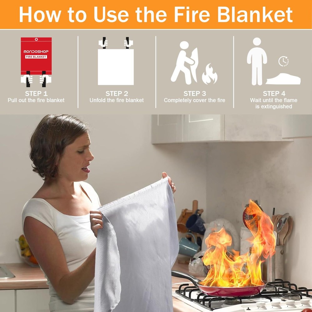 Fire Blanket for Emergency Fire Suppression for Kitchen Car Camping