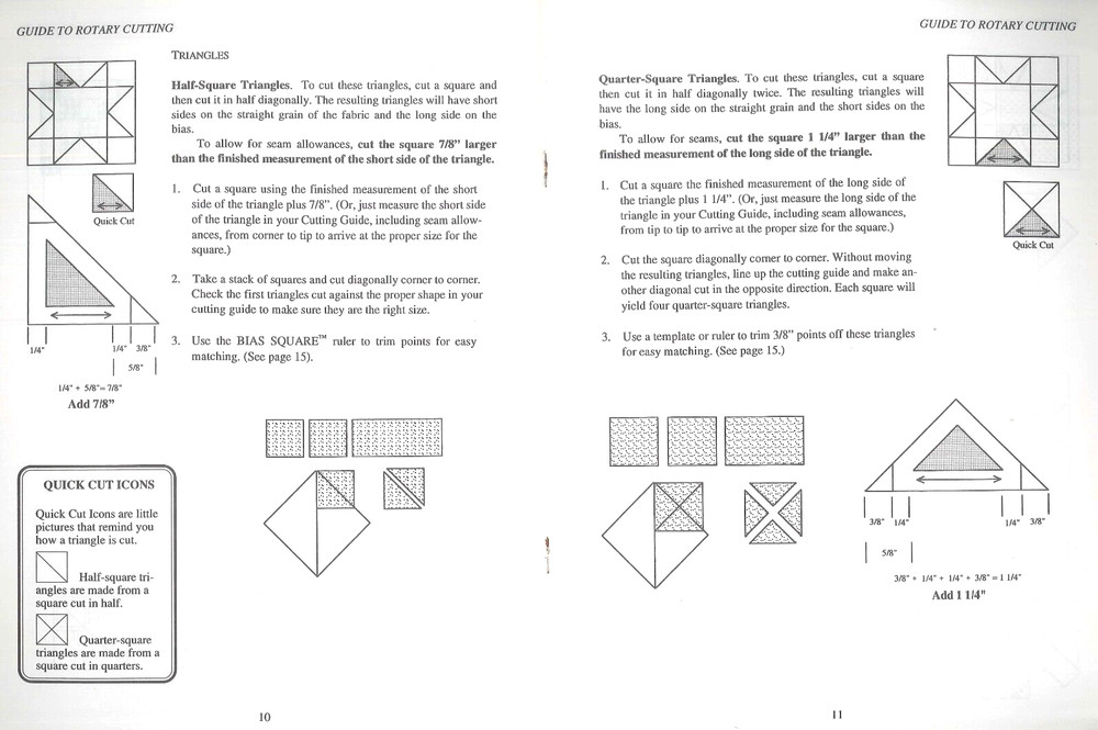 Guide To Rotary Cutting Patchwork Pieces 1994 McCloskey Strips Trimming Points