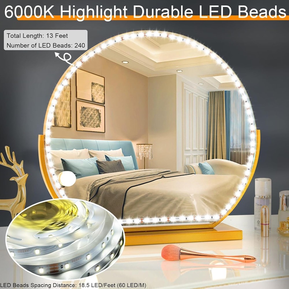 LED Vanity Mirror Lights Makeup Dressing Table Vanity Set 13ft Flexible LED