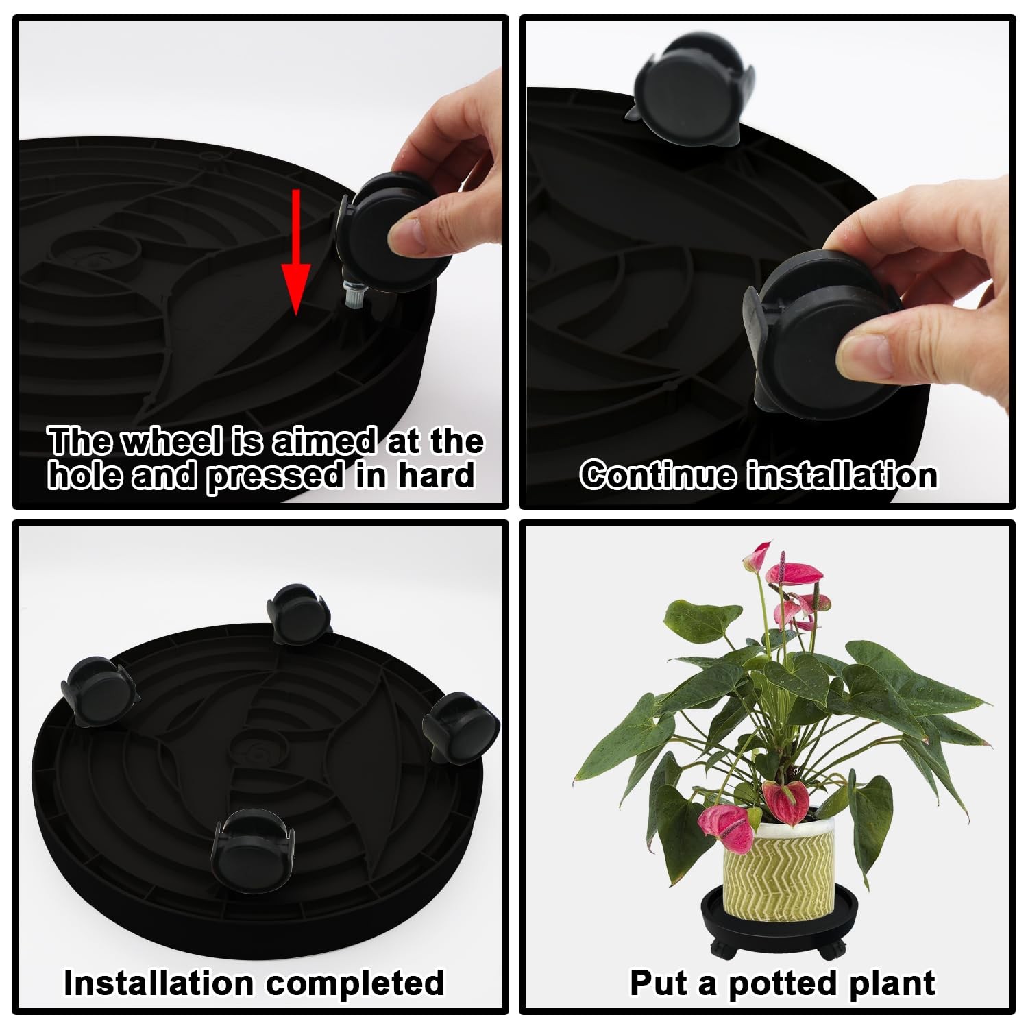 2-Pack 13" Heavy Duty Plant Caddy with Lockable Wheels, Industrial-Grade Roll...