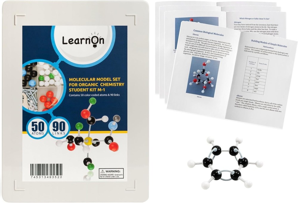 Organic Chemistry Molecular Model Kit for Ochem Students with User Guide 140 pcs