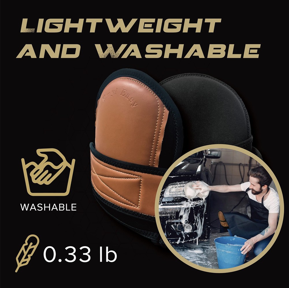 Super Soft Knee Pads for Work, Replaceable Inner Cushion Design, Leather Knee...