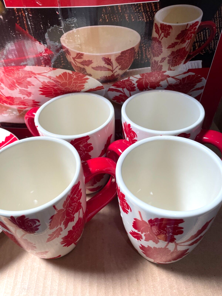 Set of 16 Pieces Oneida Retired Pattern Peony Earthenware Dinnerware Dish Set