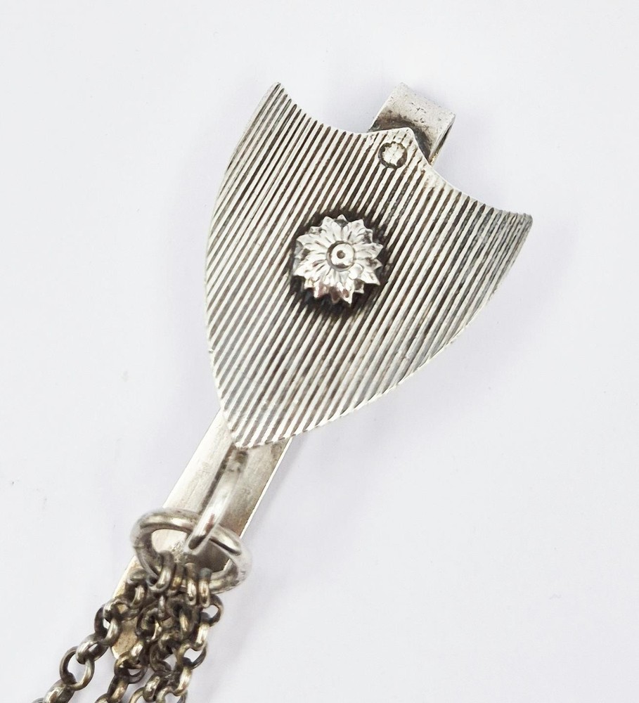 19TH CENTURY DUTCH SOLID SILVER QUADRUPLE CHATELAINE c1890