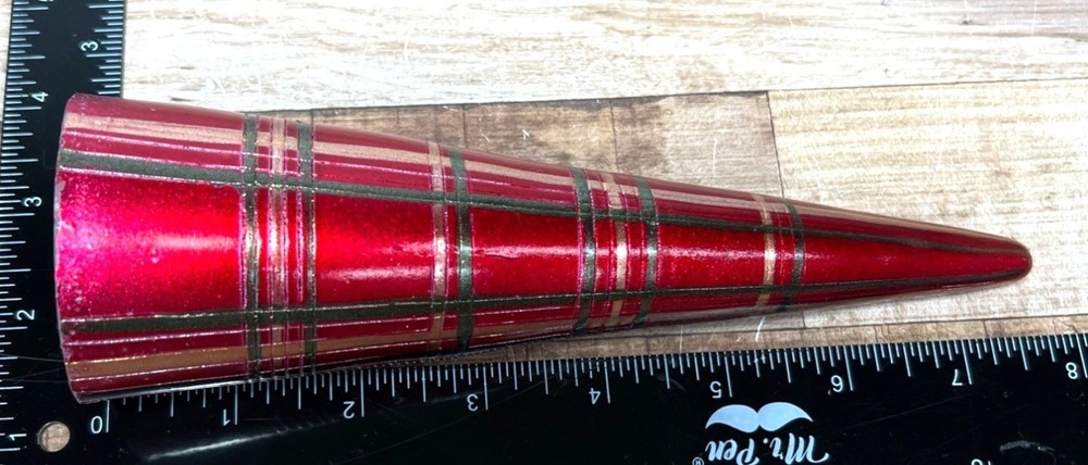 Red Plaid Decorative Candle Nicks On Bottom Edge