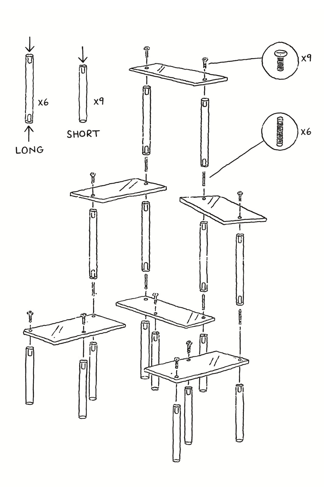 Clear Acrylic Multiplatform Display Stand – 6 Platform Tiered Riser
