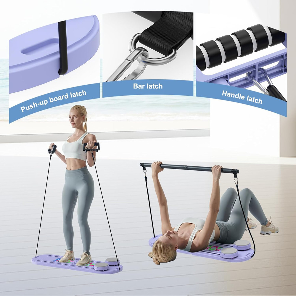 Pilates Board - 2025 Updated Pilates Reformer Machine Set, Multi-Purpose Foldabl