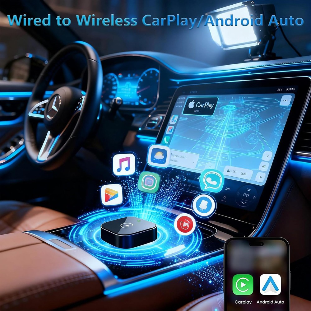 USB Wireless Carplay Adapter For iPhone Android Wireless Dongle Plug ＆ Play 2025
