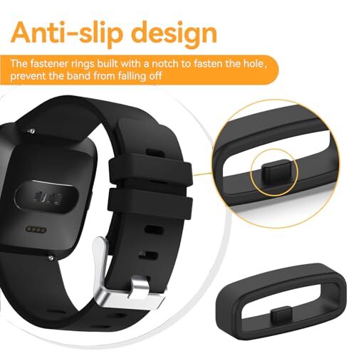 6-Pack Fastener Rings Compatible with Fitbit Versa 4/Versa 3/Versa 6Pack