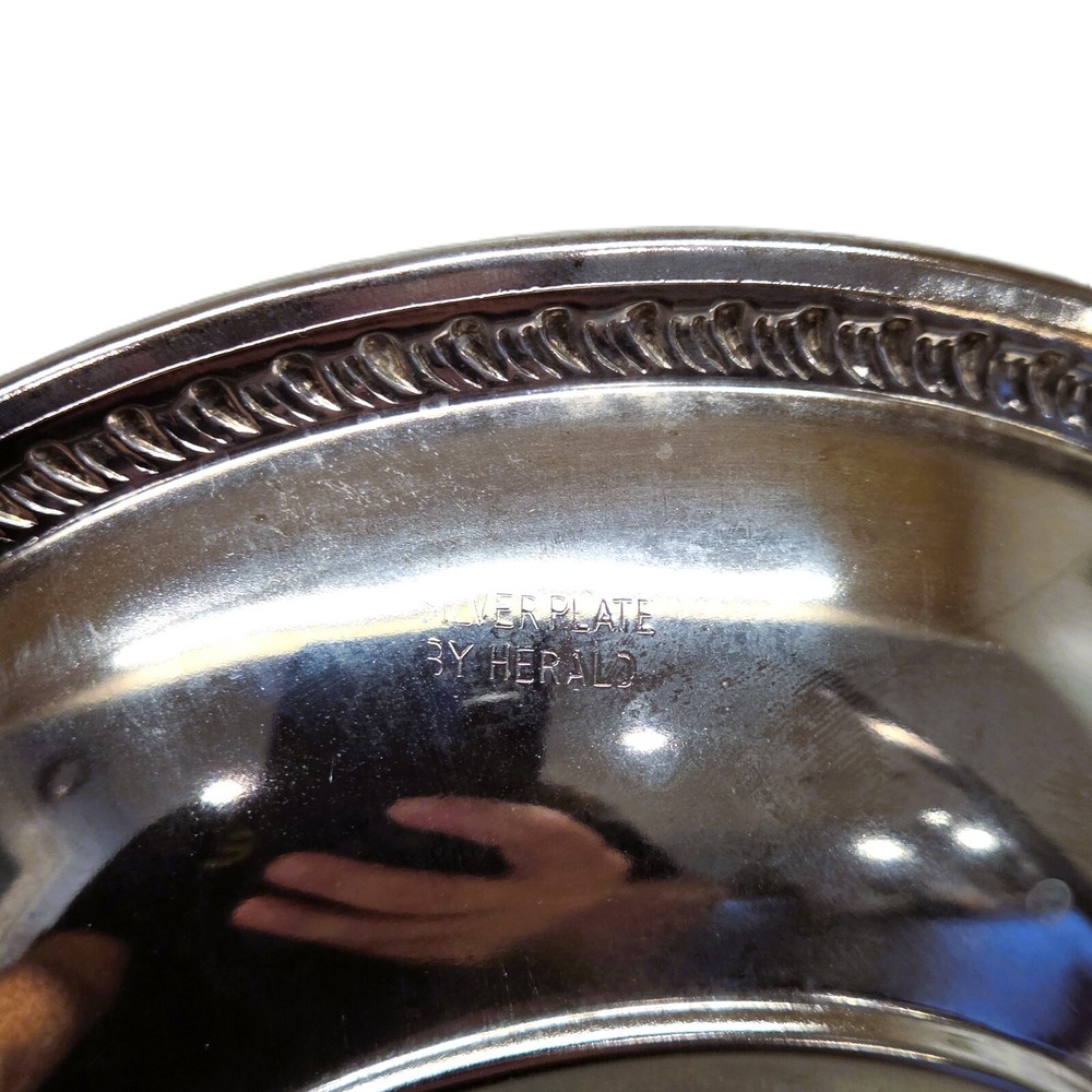 Vintage Herald Silverplate Dish Bowl Candy Nut Decorative Edge Serving 5-5/8"