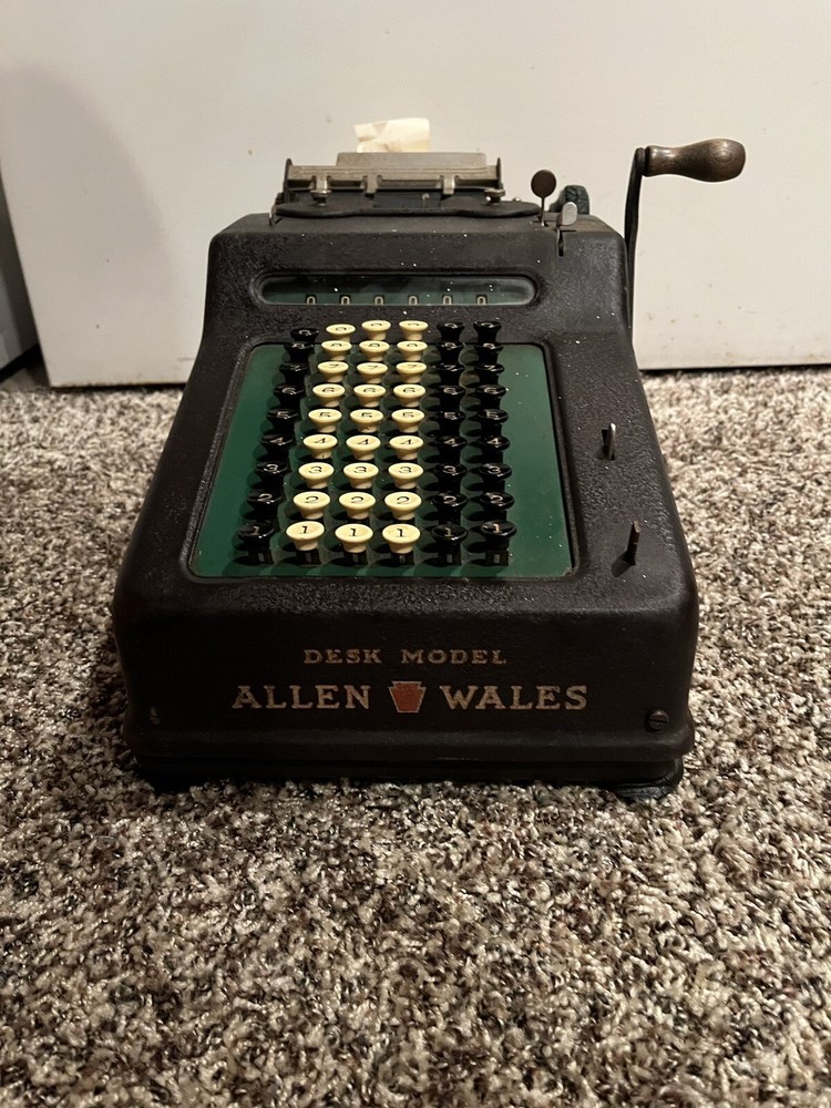 Vintage Allen Wales Desk Model Adding Machine.