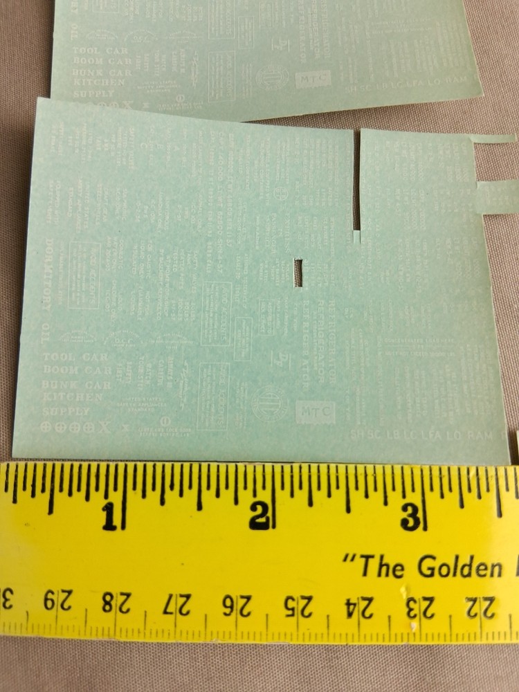 Walthers HO Scale Mixed Rolling Stock Water Slide Decals 5 Partial Sheets White