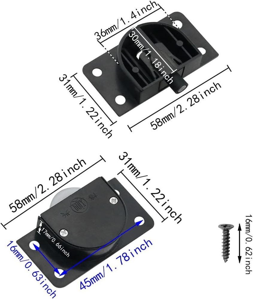 2Sets Black Sliding Cabinet Hardware Component Home Wardrobe Door...
