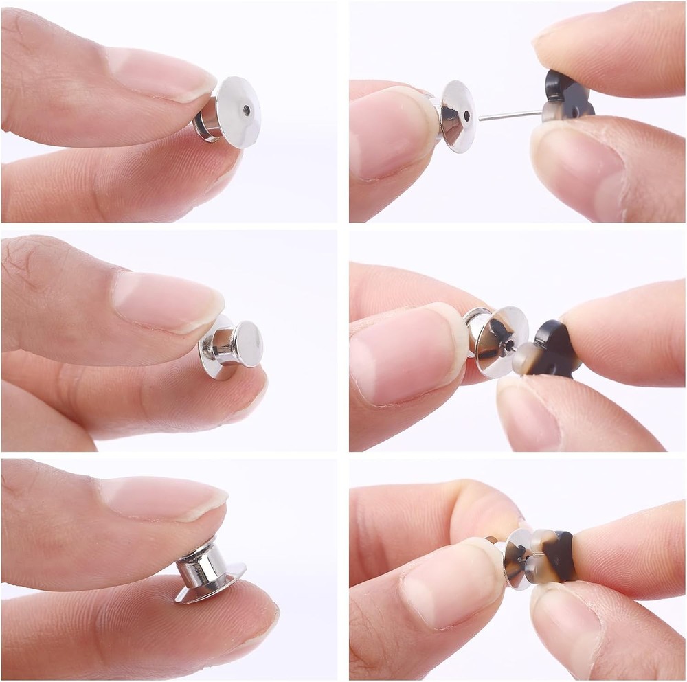 DECYOOL 100PCS Metal Locking Pin Backs, Keepers Clasp Backs Silvery