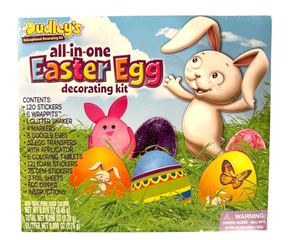 DUDLEY'S All-In-One Easter Egg Decorating Kit Stickers + Wraps+ Glitter+ Fun Set