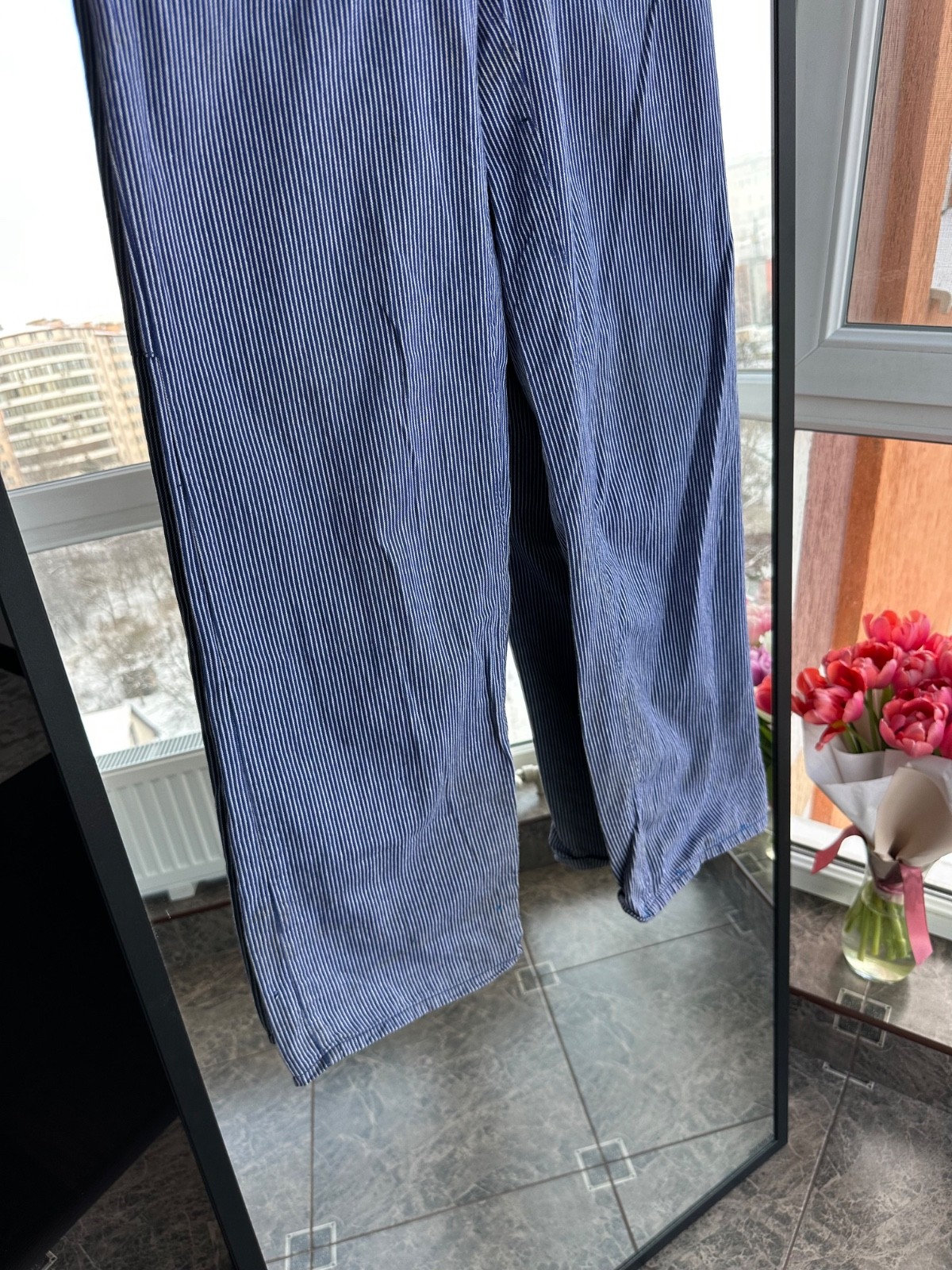 Vintage Worker 60s-70s French Workwear Striped Cotton Pants Sz S