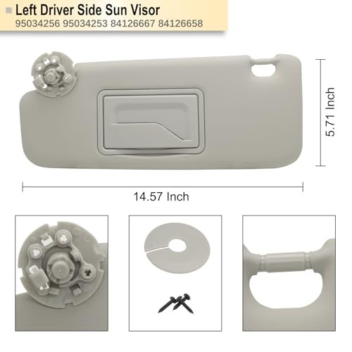Left Driver Sun Visor Compatible with Chevy Cruze 2011-2019 Sun Left Gray