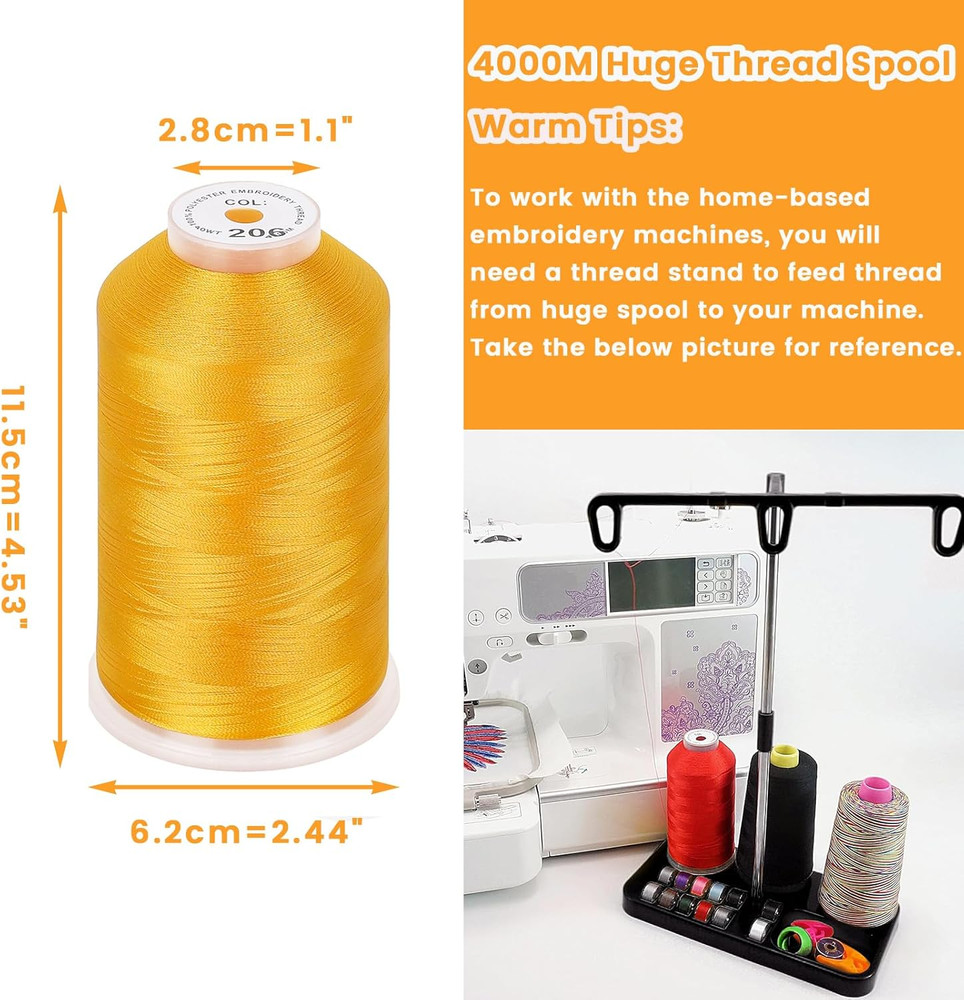 - Single Huge Spool 4000M Each Polyester Embroidery Machine Thread 40WT for Comm