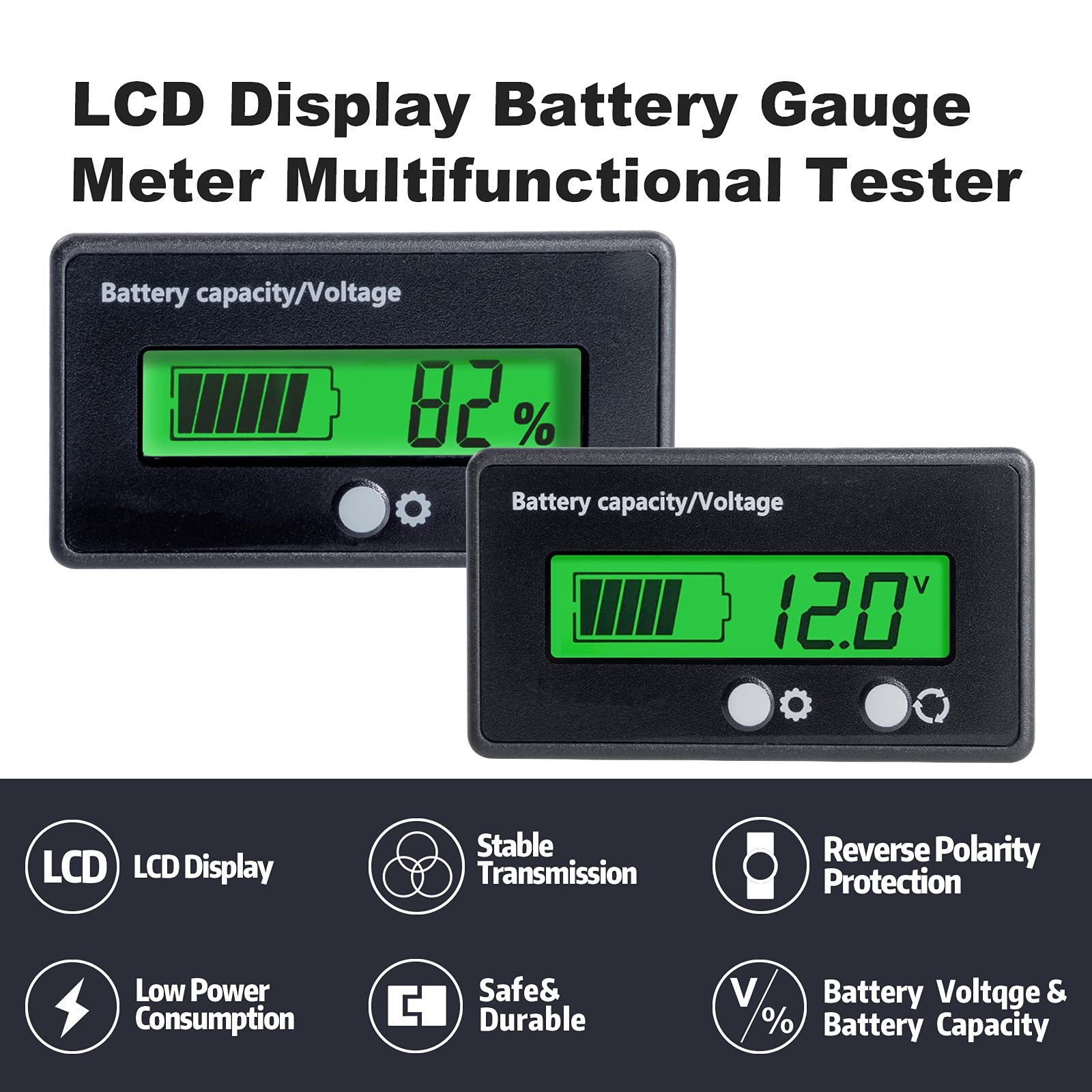 12V 24V 36V 48V Battery Capacity Indicator Golf Cart Voltage Meter with LCD D...