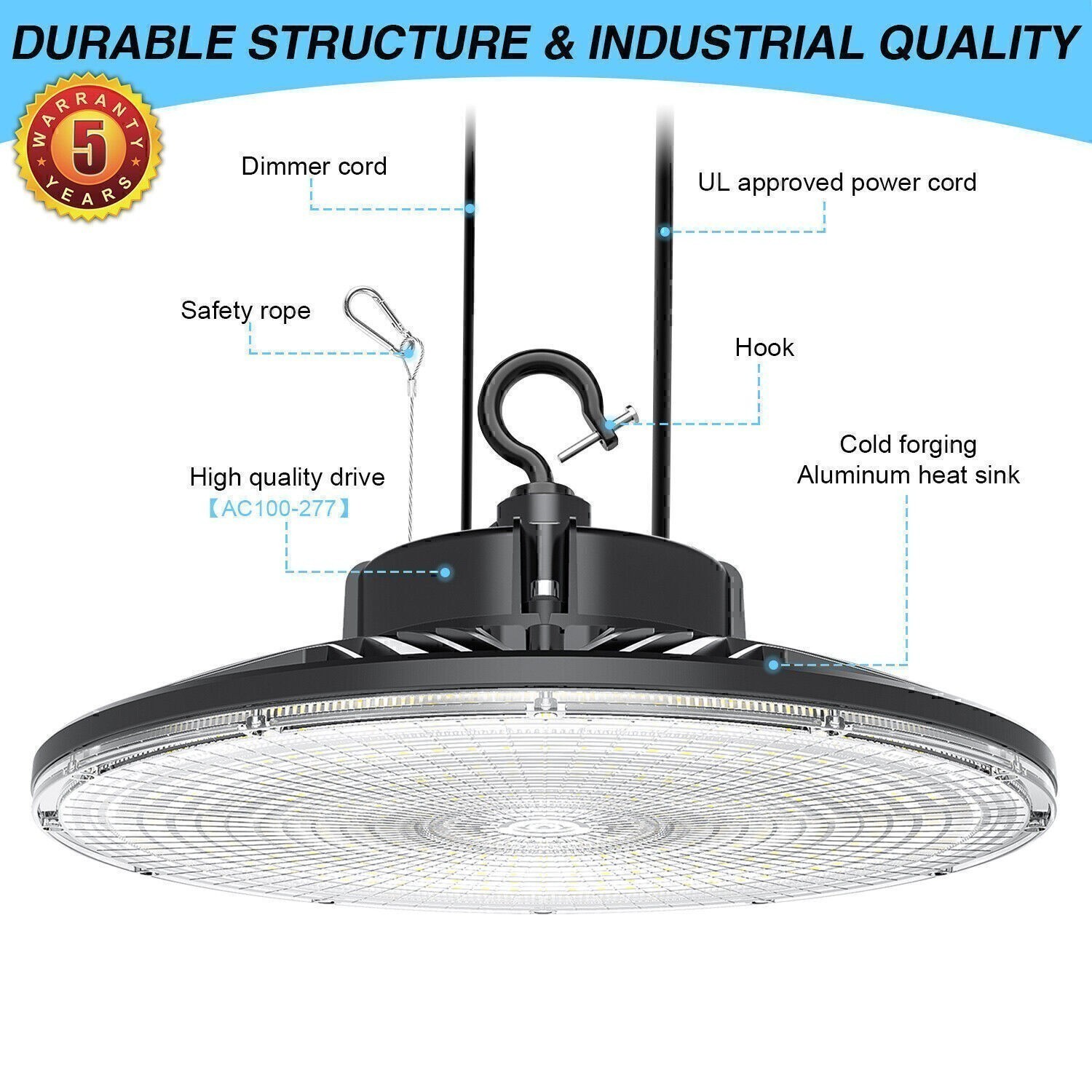 10 X 300W UFO LED High Bay Light Warehouse Factory Industrial Lamp 43500LM 5000K