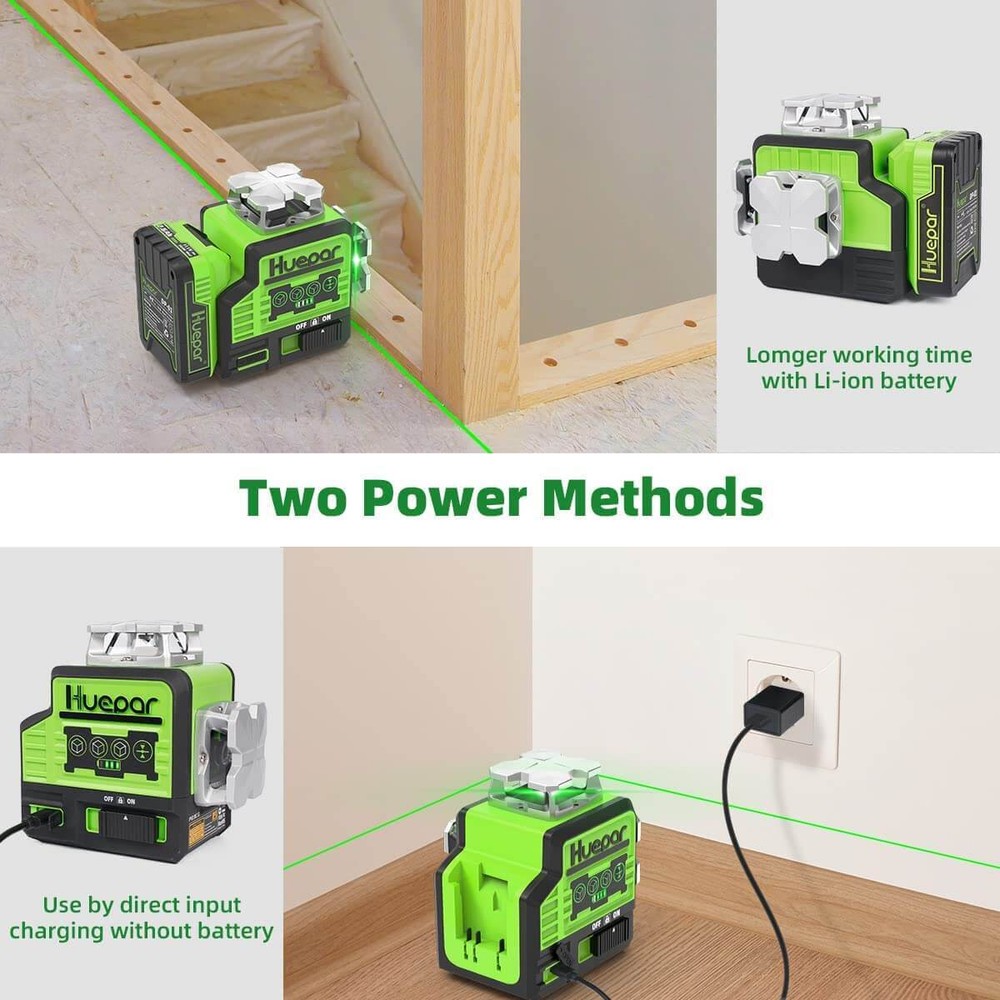 Huepar 12 Lines Self-leveling Laser Level with Bluetooth&Remote Control+Receiver