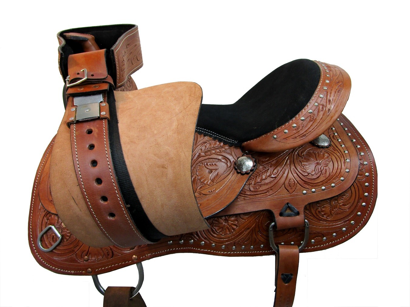 USED WESTERN SADDLE 15 16 17 18 PLEASURE HORSE BARREL RACING TOOLED LEATHER TACK