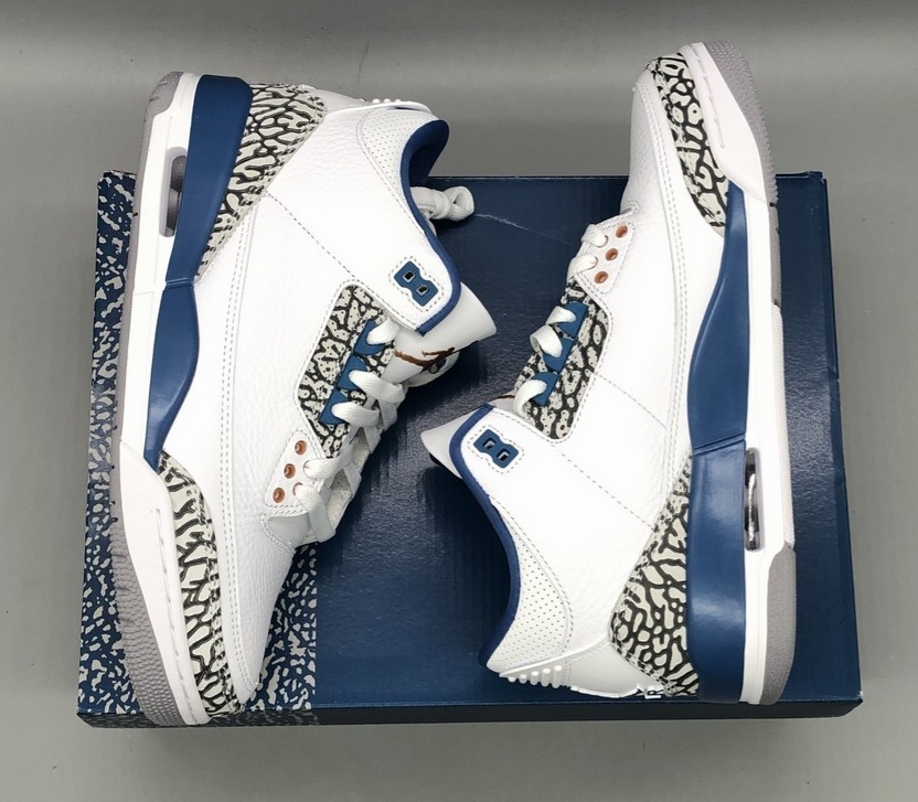 Jordan 3 Retro "White and True Blue" Basketball Shoes Size US 7-12