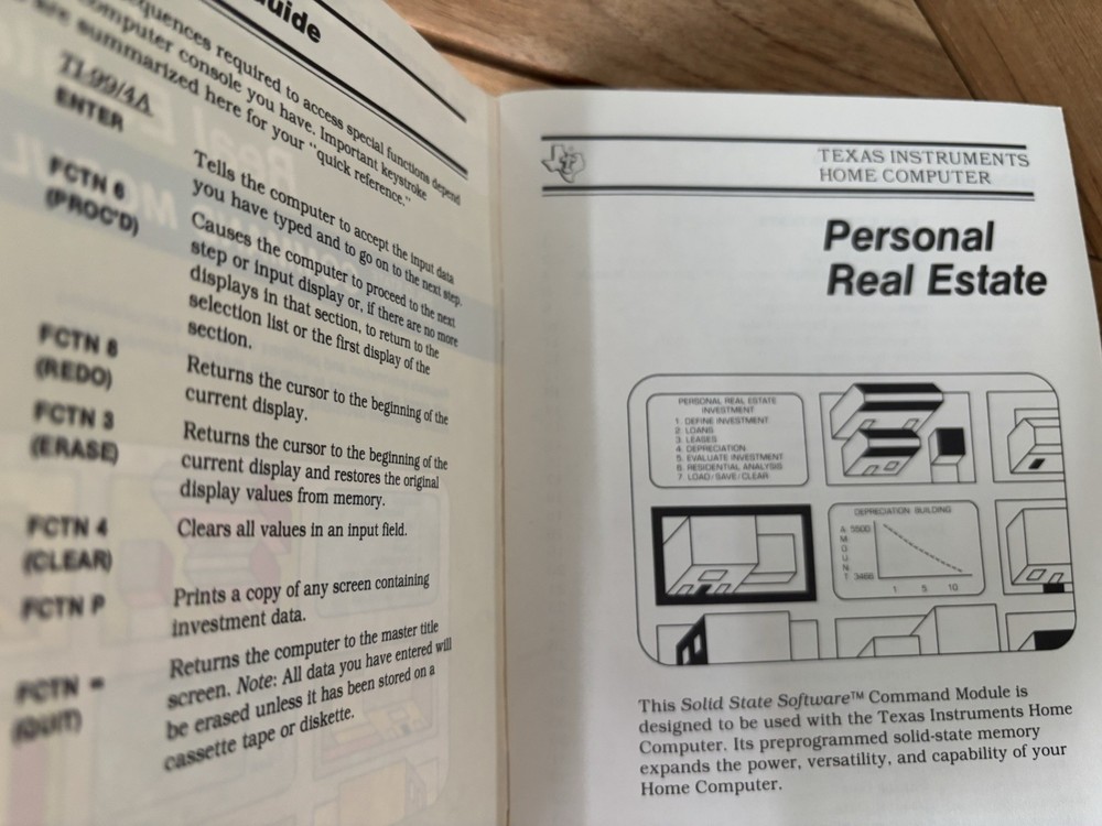 Texas Instruments TI-99/4A Personal Real Estate & Command Module Book
