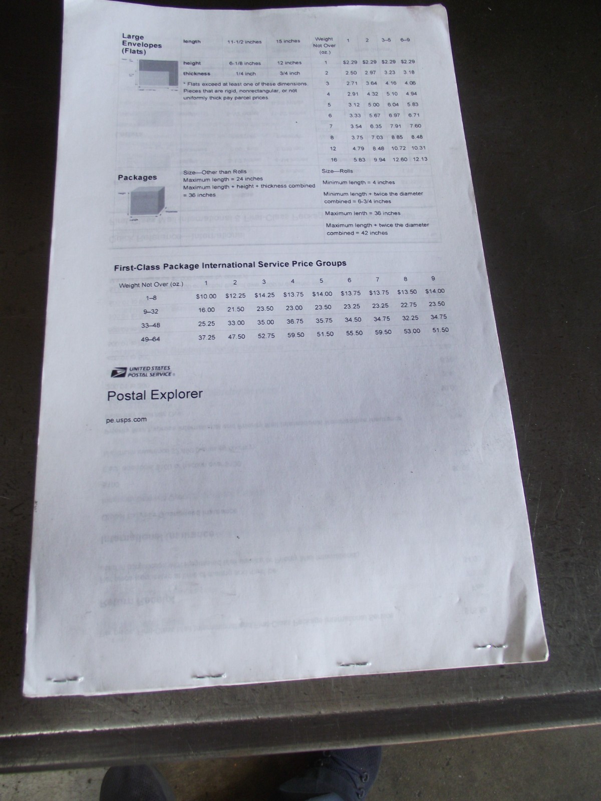 USPS Printed Postal Explorer Price List Notice 123 - 1/21/2018 - 124 Legal Pages