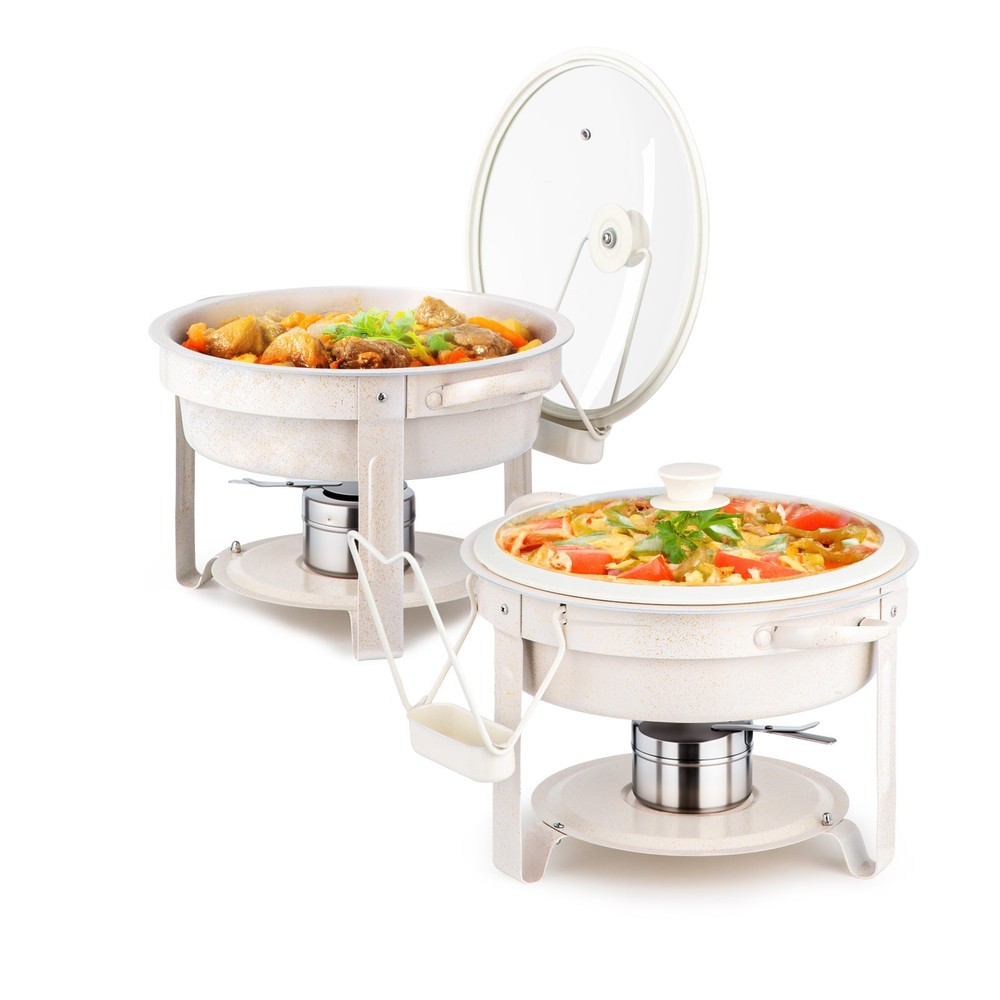 4-Pack 5QT Chafing Dish Set, Maifanite Stone Coated Buffet Warmers Stackable