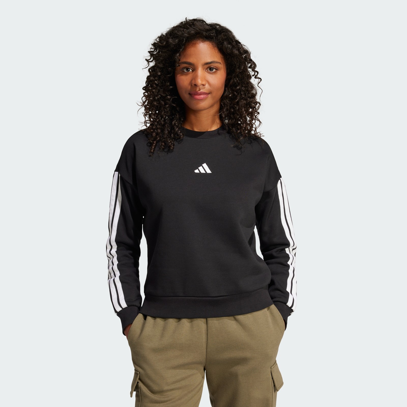 adidas women Essentials 3-Stripes Fleece Sweatshirt