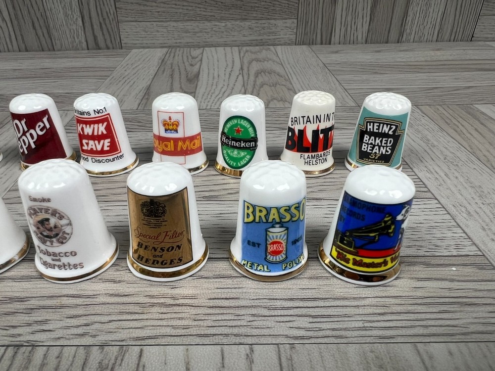 Collectable China Thimbles x 19 - Advertising - Dr Pepper - Kellogs