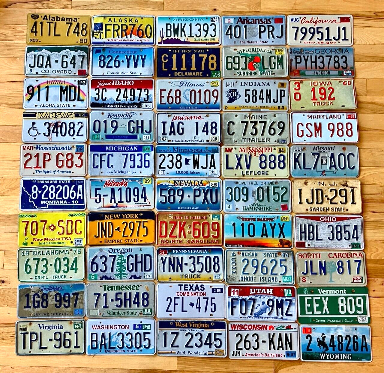 50 State Set of US License Plates in Craft Condition
