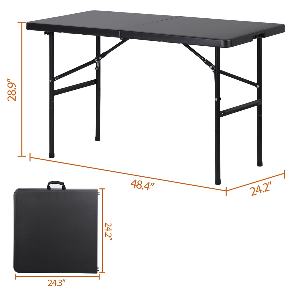 Folding Table 4FT Plastic Fold-in-Half Utility Dining Table for Camping Picnic
